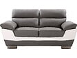 HABITAT ET JARDIN - Canapé fixe en cuir reconstitué et PVC " Dallas" - 210 x 88 x 90 cm - 3 places - Gris/Blanc - vignette