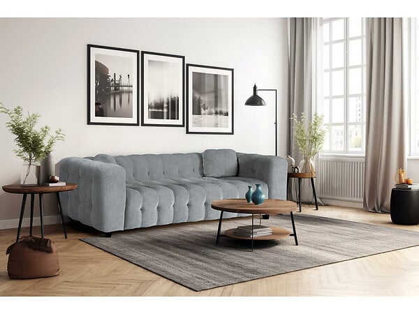 HABITAT ET JARDIN - Canapé droit en tissu chenille "Vendome" - 2 places - Gris - large
