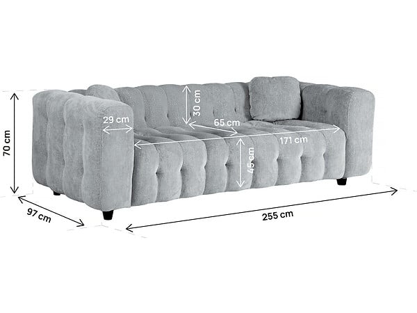 HABITAT ET JARDIN - Canapé droit en tissu chenille "Vendome" - 2 places - Gris - large