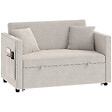 HOMCOM - Canapé convertible inclinable réglable 2 places 2 coussins pochettes velours beige - vignette