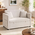 HOMCOM - Canapé convertible inclinable réglable 2 places 2 coussins pochettes velours beige - vignette
