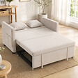 HOMCOM - Canapé convertible inclinable réglable 2 places 2 coussins pochettes velours beige - vignette