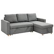 HOMCOM - Canapé d'angle 3 places convertible réversible - coffre intégré - garnissage mousse haute densité - tissu gris - vignette