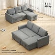 HOMCOM - Canapé d'angle 3 places convertible réversible - coffre intégré - garnissage mousse haute densité - tissu gris - vignette