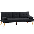 HOMCOM - Canapé convertible 3 places design scandinave inclinaison dossier réglable 3 niveaux dossier centrale rabattable 2 porte-verres bois peuplier polyester anthracite - vignette