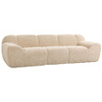 HOMCOM - Canapé design arrondi 3 places larges accoudoirs tissu chenille beige - vignette