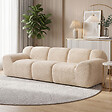 HOMCOM - Canapé design arrondi 3 places larges accoudoirs tissu chenille beige - vignette
