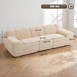 HOMCOM - Canapé design arrondi 3 places larges accoudoirs tissu chenille beige - vignette
