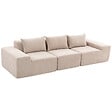 HOMCOM - Canapé design arrondi 3 places 3 coussins larges accoudoirs tissu chenille beige - vignette