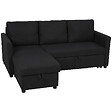 HOMCOM - Canapé d'angle convertible réversible 3 places avec coffre tissu toucher lin anthracite - vignette