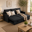 HOMCOM - Canapé d'angle convertible réversible 3 places avec coffre tissu toucher lin anthracite - vignette