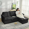 HOMCOM - Canapé d'angle convertible réversible 3 places avec coffre tissu toucher lin anthracite - vignette