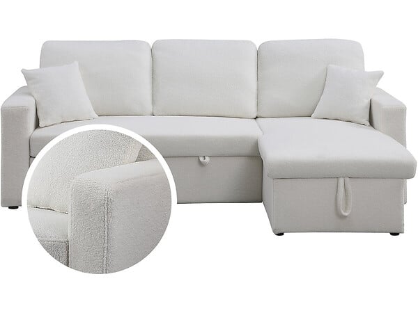 HABITAT ET JARDIN - Canapé d'angle convertible/ réversible "Alain" - 221 x 145 x 85 cm - 3 places - Noir - large