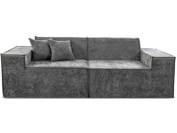 HABITAT ET JARDIN - Canapé droit modulable avec ottoman en tissu texturé "Lusso" - 4 places - Gris - large