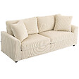 HOMCOM - Canapé 3 places velours côtelé avec 2 coussins - canapé droit fixe 3 places beige clair - vignette