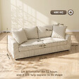 HOMCOM - Canapé 3 places velours côtelé avec 2 coussins - canapé droit fixe 3 places beige clair - vignette