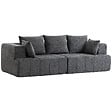 HOMCOM - Canapé 3 places en chenille 248 cm, canapé salon moderne, large assise rembourrée, coussins à ressorts, larges accoudoirs, 2 coussins, base antidérapante, pour salon, chambre, gris - vignette