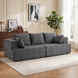 HOMCOM - Canapé 3 places en chenille 248 cm, canapé salon moderne, large assise rembourrée, coussins à ressorts, larges accoudoirs, 2 coussins, base antidérapante, pour salon, chambre, gris - vignette