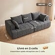 HOMCOM - Canapé 3 places en chenille 248 cm, canapé salon moderne, large assise rembourrée, coussins à ressorts, larges accoudoirs, 2 coussins, base antidérapante, pour salon, chambre, gris - vignette
