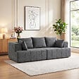HOMCOM - Canapé 3 places en chenille 248 cm, canapé salon moderne, large assise rembourrée, coussins à ressorts, larges accoudoirs, 2 coussins, base antidérapante, pour salon, chambre, gris - vignette