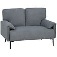 HOMCOM - Canapé 2 places design moderne velours gris piètement métal noir - vignette