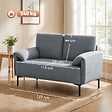 HOMCOM - Canapé 2 places design moderne velours gris piètement métal noir - vignette