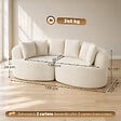 HOMCOM - Canapé design arrondi 3 places 6 coussins tissu chenille crème - vignette