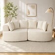 HOMCOM - Canapé design arrondi 3 places 6 coussins tissu chenille crème - vignette