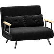 HOMCOM - Canapé convertible 2 places canapé-lit dossier réglable 5 niv. 2 coussins revêtement effet velours noir - vignette