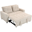 HOMCOM - Canapé convertible 2 places velours côtelé grosses côtes beige clair - vignette