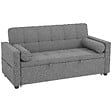 HOMCOM - Canapé convertible 2 places style Chersterfield effet capitonné 2 coussins inclus tissu gris chiné - vignette