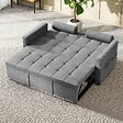HOMCOM - Canapé convertible 2 places style Chersterfield effet capitonné 2 coussins inclus tissu gris chiné - vignette