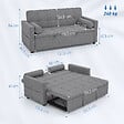 HOMCOM - Canapé convertible 2 places style Chersterfield effet capitonné 2 coussins inclus tissu gris chiné - vignette