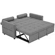 HOMCOM - Canapé convertible 2 places style Chersterfield effet capitonné 2 coussins inclus tissu gris chiné - vignette