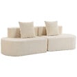 HOMCOM - Canapé design arrondi velours côtelé 3 places beige clair - vignette