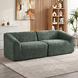 HOMCOM - Canapé 3 places tissu chenille vert forêt - vignette