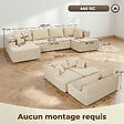 HOMCOM - Canapé panoramique modulable 4 places velours côtelé beige - vignette