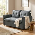 HOMCOM - Canapé 2 places compact 131 cm effet capitonné polyester coton anthracite - vignette
