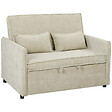 HOMCOM - Canapé convertible 2 places dossier inclinable 5 niv. tissu chenille beige - vignette