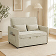 HOMCOM - Canapé convertible 2 places dossier inclinable 5 niv. tissu chenille beige - vignette