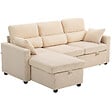 HOMCOM - Canapé d'angle convertible velours côtelé avec coffre de rangement dim. 205x135x76cm beige - vignette