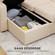 HOMCOM - Canapé d'angle convertible velours côtelé avec coffre de rangement dim. 205x135x76cm beige - vignette