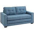 HOMCOM - Canapé convertible 2 places design contemporain assise dossier capitonnés polyester aspect lin bleu - vignette