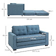 HOMCOM - Canapé convertible 2 places design contemporain assise dossier capitonnés polyester aspect lin bleu - vignette