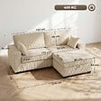 HOMCOM - Canapé 3 places velours côtelé beige pouf coffre assorti inclus - vignette