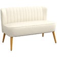 HOMCOM - Canapé 2 places style scandinave piètement bois hévéa tissu beige clair - vignette
