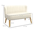 HOMCOM - Canapé 2 places style scandinave piètement bois hévéa tissu beige clair - vignette