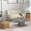HOMCOM - Canapé 2 places style scandinave piètement bois hévéa tissu beige clair - vignette
