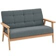 HOMCOM - Canapé 2 places style scandinave dim. 115l x 66,5P x 73H cm bois tissu gris - vignette