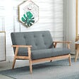 HOMCOM - Canapé 2 places style scandinave dim. 115l x 66,5P x 73H cm bois tissu gris - vignette